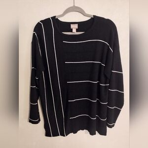 Chico's Black and White Striped Sweater